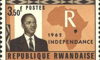 Første frimærke efter Rwandas selvstændighed i 1962, med præsident Grégoire Kayibanda