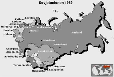 Kort over Sovjetunionen 1950.