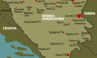 Kort over koncentrationslejre i Bosnien